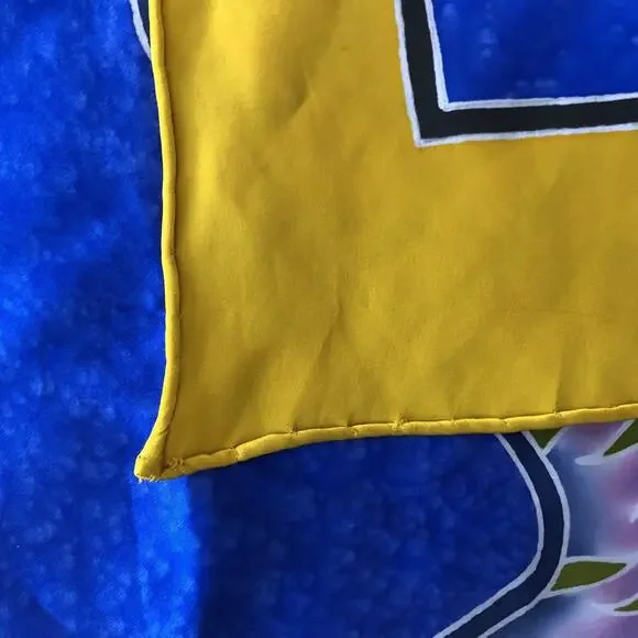 Rainbow Fish Silk Scarf Batik Rolled Edge Poncet Yellow Blue Red Green 31.5" NEW - Picture 9 of 11